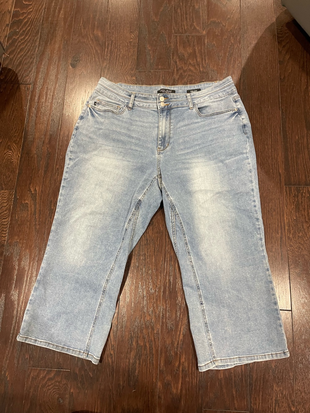 Judy Blue Wide Leg Crop Jean Women 20W Blue Light Wash High Rise Stretch